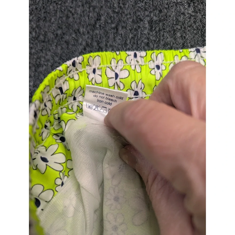 Tiki New Mens XXL Swim Trunks Neon Lime Green‎ Daisy Floral Made in Italy Shorts